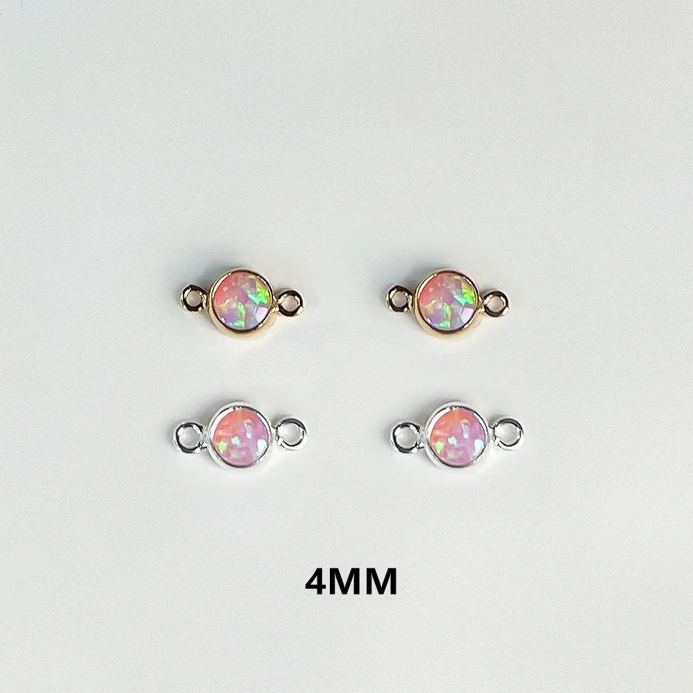2024 New Style 14k Gold Filled 4mm Pink Opal Connector for Jewelry Making Charm