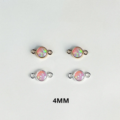 2024 New Style 14k Gold Filled 4mm Pink Opal Connector for Jewelry Making Charm