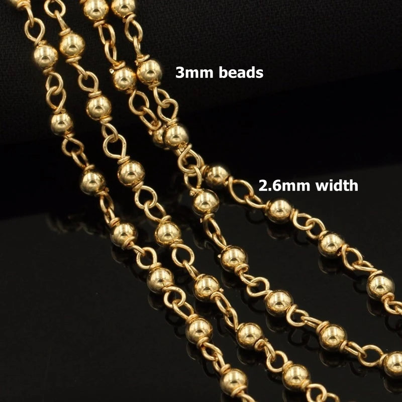 Crystal & Bead Chain by the Meter | 14K Gold Filled & S925 Silver