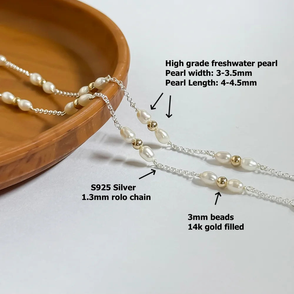 Freshwater Pearl & Bead Rolo Chain | Gold Filled & S925 Silver