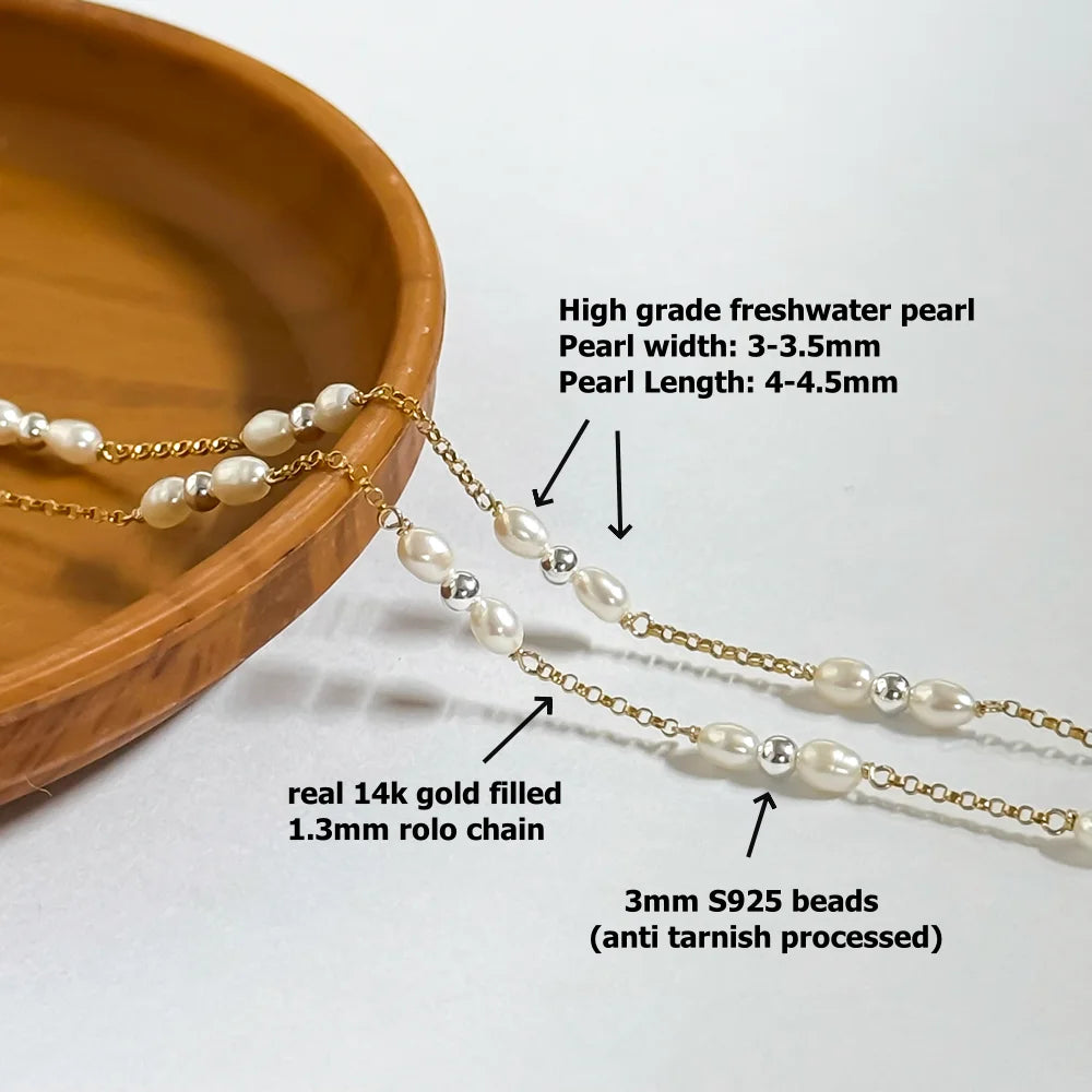 Freshwater Pearl & Bead Rolo Chain | Gold Filled & S925 Silver