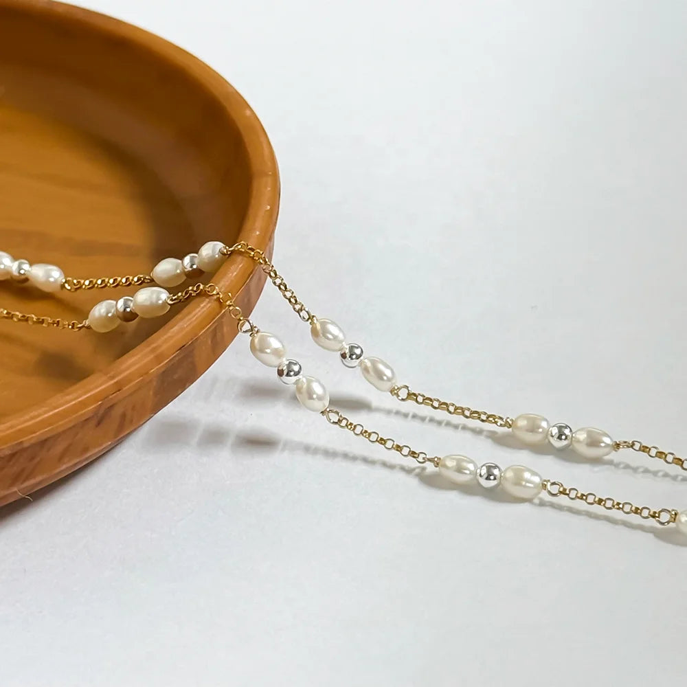 Freshwater Pearl & Bead Rolo Chain | Gold Filled & S925 Silver