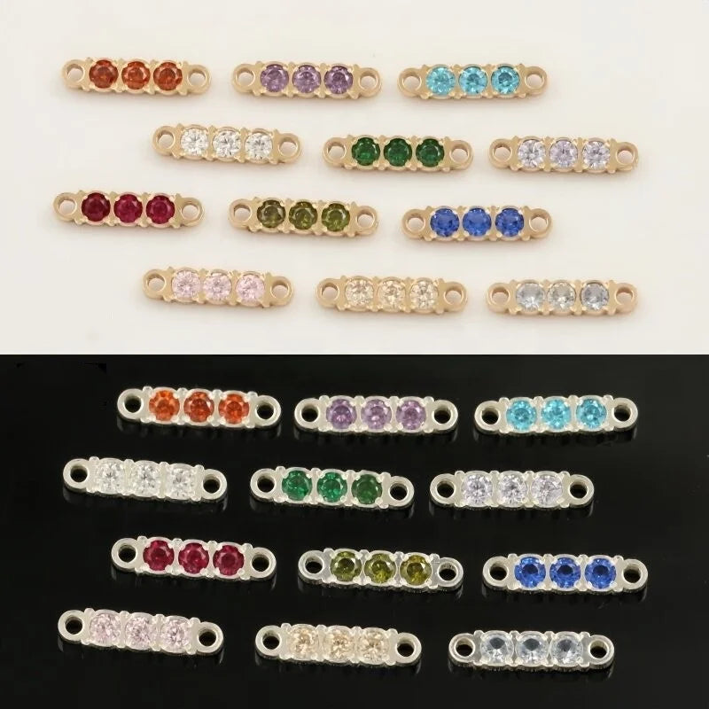 Three-Stone Birthstone Connectors | Gold Filled & S925 Silver