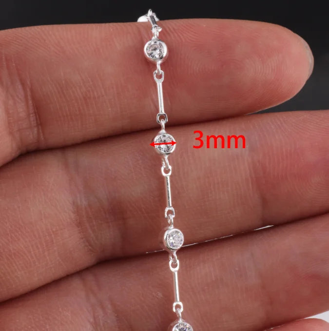 Link & Bar Chain with 3mm Bezel Zircon | 14K Gold Filled & S925 Silver