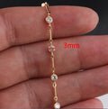 Link & Bar Chain with 3mm Bezel Zircon | 14K Gold Filled & S925 Silver