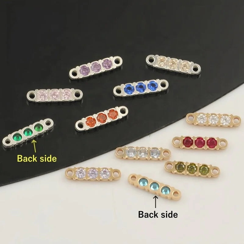 Three-Stone Birthstone Connectors | Gold Filled & S925 Silver