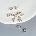 2024 New Style 14k Gold Filled 4mm Pink Opal Connector for Jewelry Making Charm