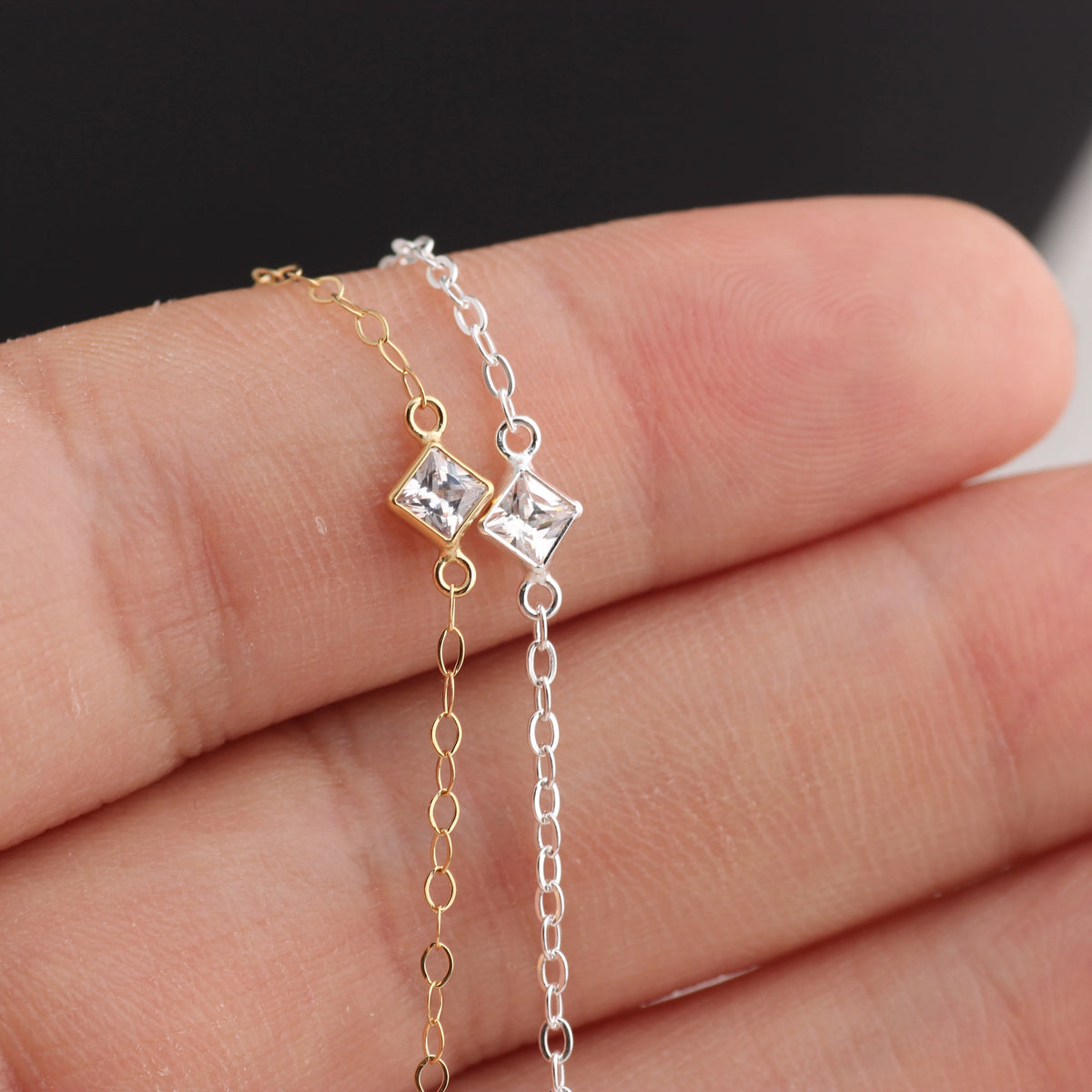 4.5mm CZ Bezel Rhombus Chain by the Meter | Gold Filled & S925 Silver