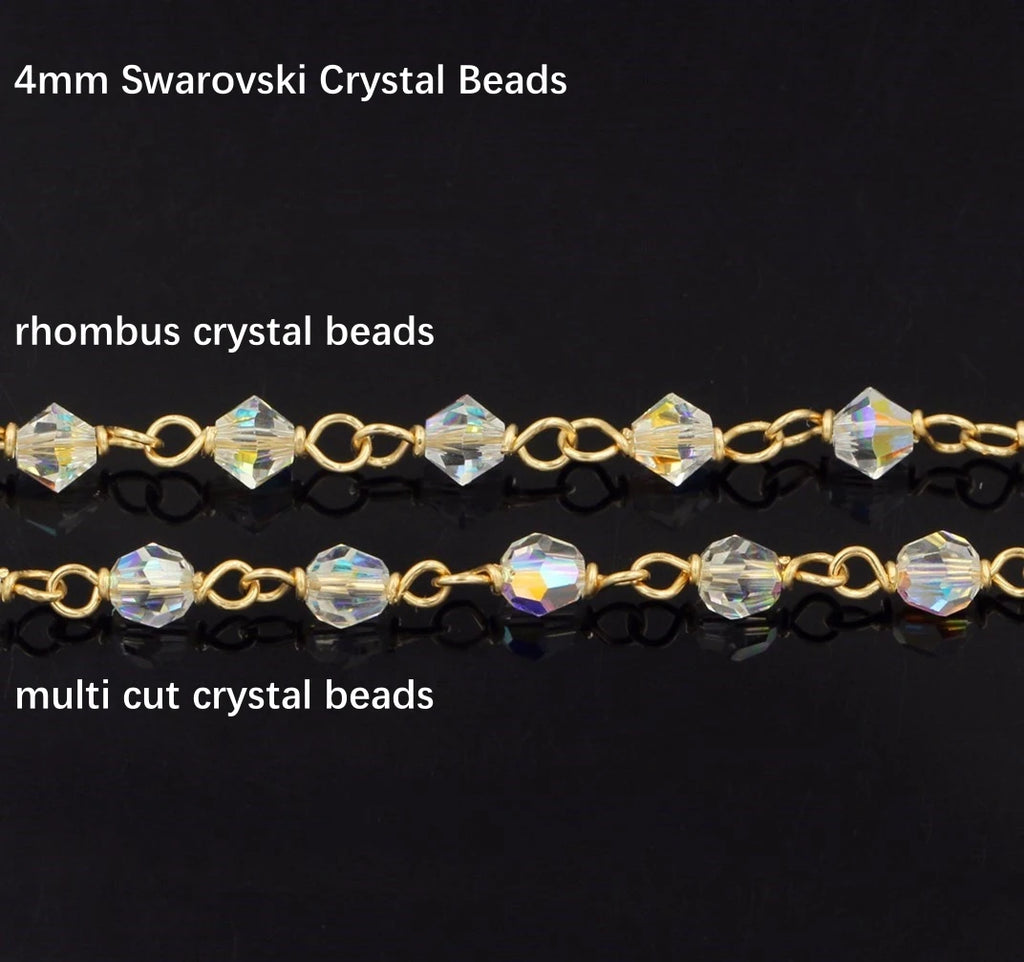 Crystal & Bead Chain by the Meter | 14K Gold Filled & S925 Silver