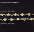 Crystal & Bead Chain by the Meter | 14K Gold Filled & S925 Silver