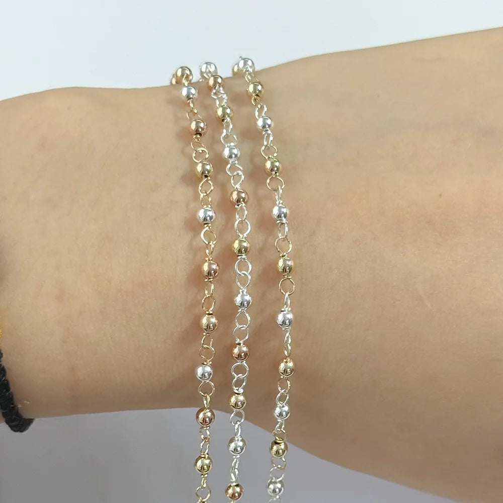3mm Bead Wire Chain| Gold Filled & S925 Silver & Rose Gold