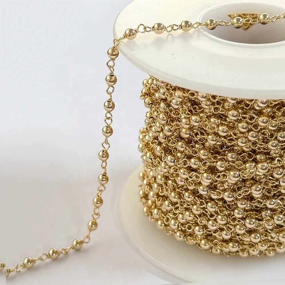 14K Gold Filled Beaded Wire Chain by the Meter