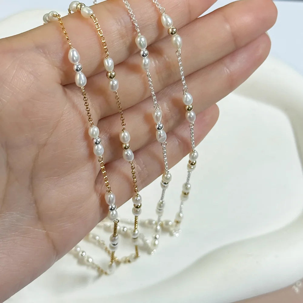 Freshwater Pearl & Bead Rolo Chain | Gold Filled & S925 Silver