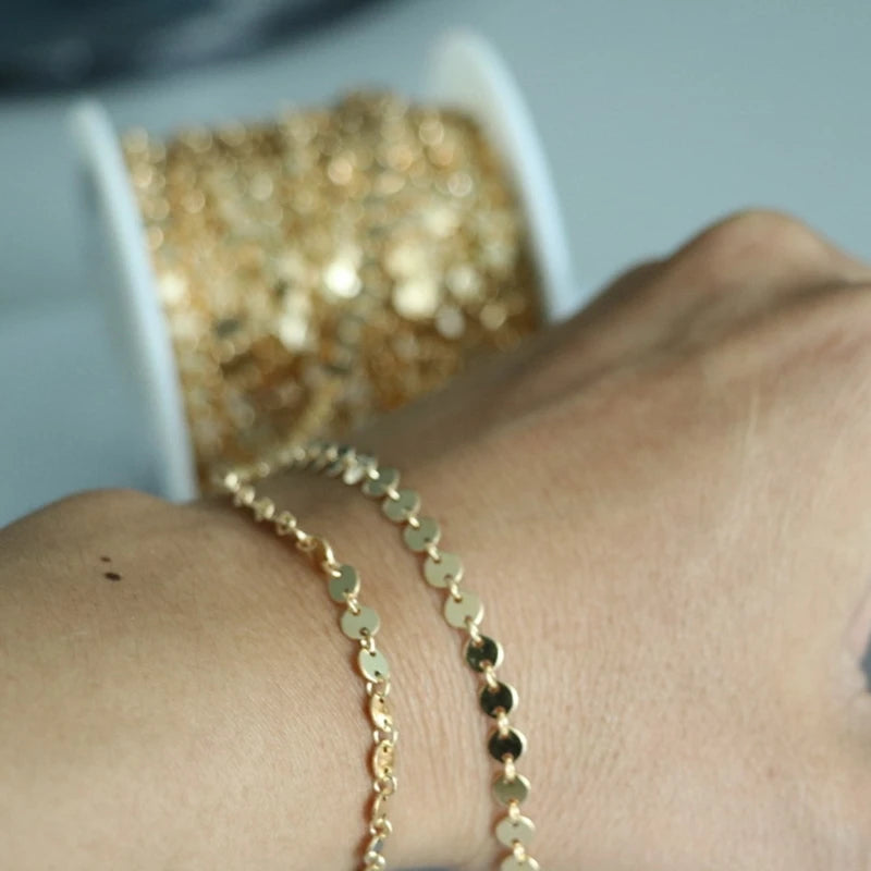 4mm Round Sequin Disc Chain by the Meter | 14K Gold Filled