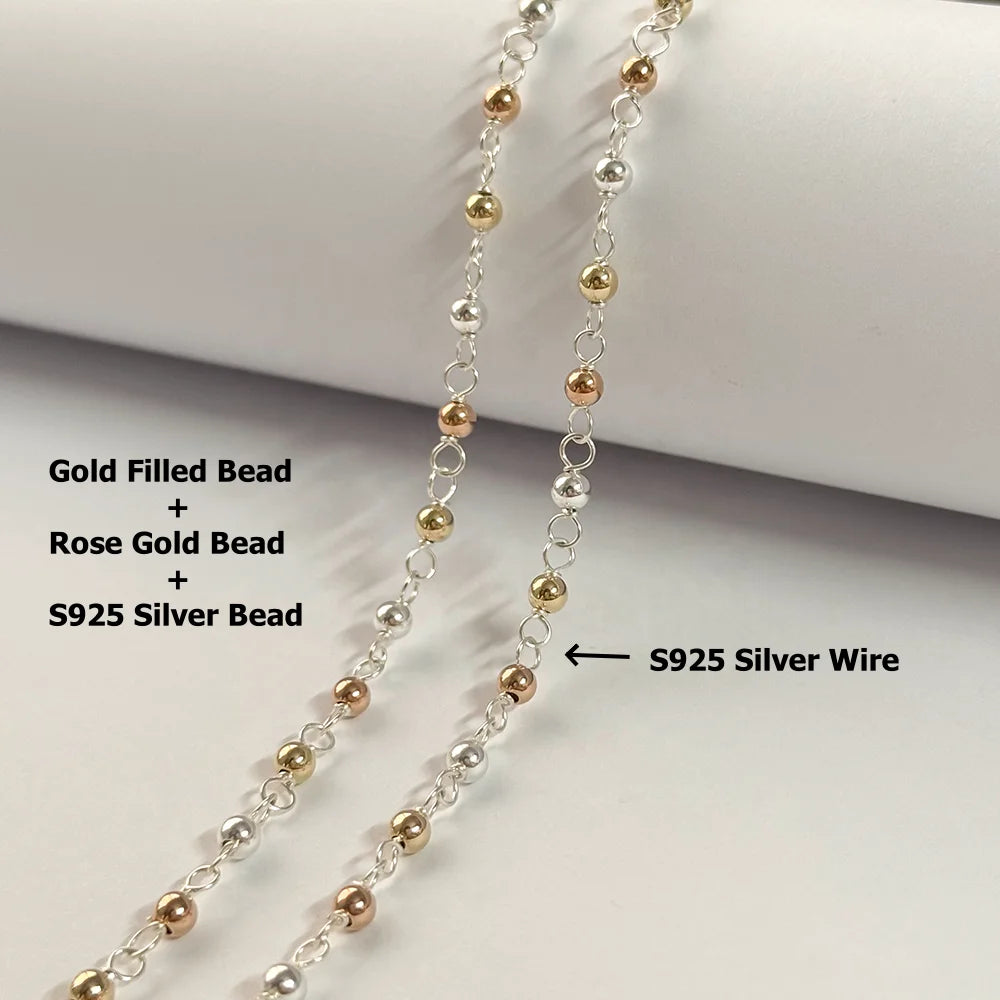 3mm Bead Wire Chain| Gold Filled & S925 Silver & Rose Gold