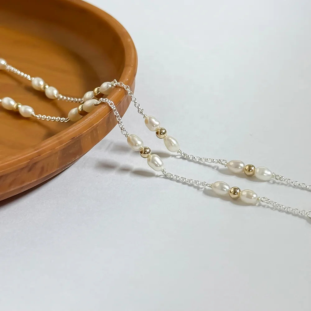 Freshwater Pearl & Bead Rolo Chain | Gold Filled & S925 Silver