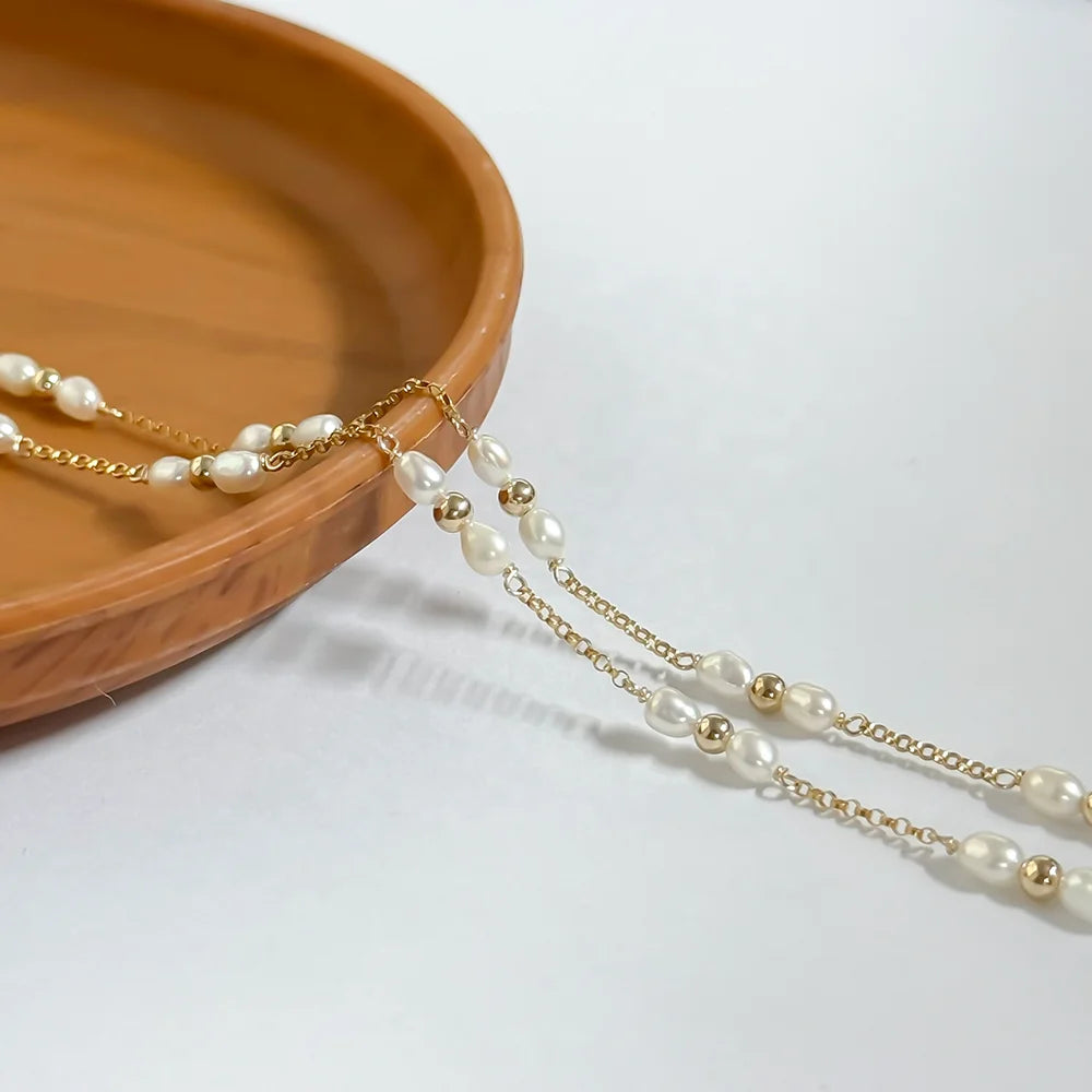 Freshwater Pearl & Bead Rolo Chain | Gold Filled & S925 Silver