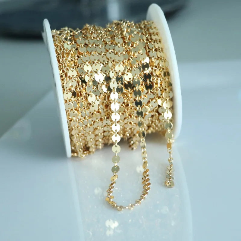 4mm Round Sequin Disc Chain by the Meter | 14K Gold Filled