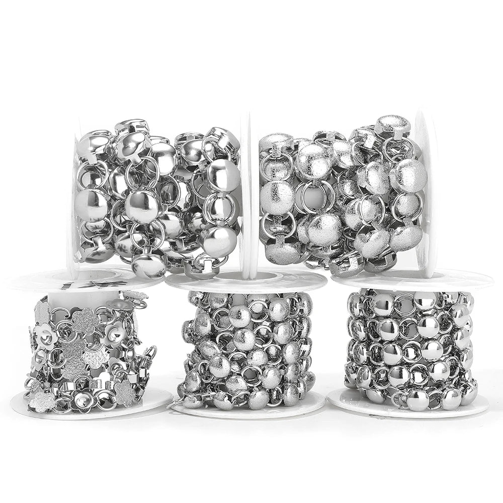 Chunky Round & Flower Chain by the Meter | Stainless Steel