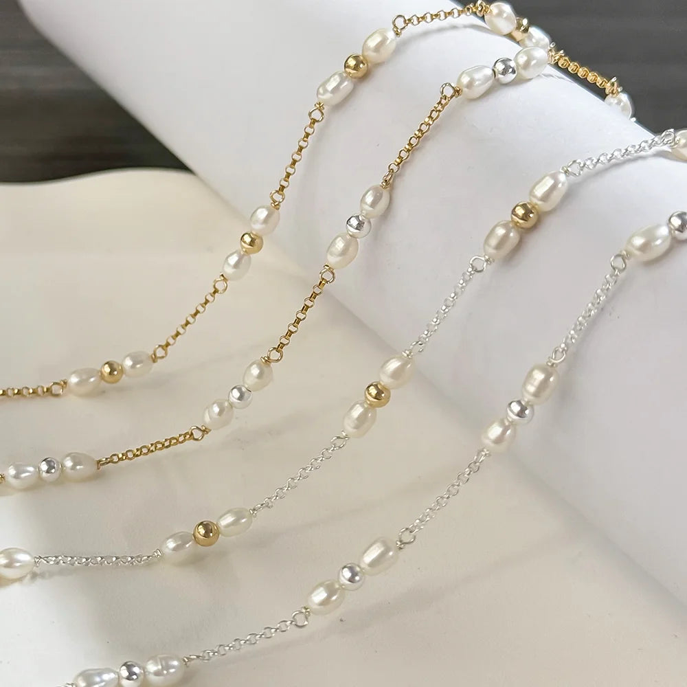 Freshwater Pearl & Bead Rolo Chain | Gold Filled & S925 Silver