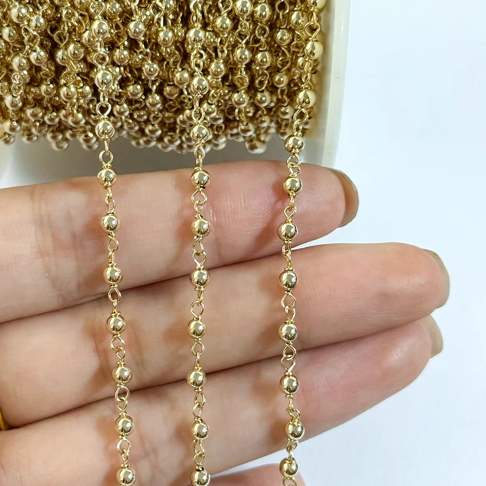 14K Gold Filled Beaded Wire Chain by the Meter
