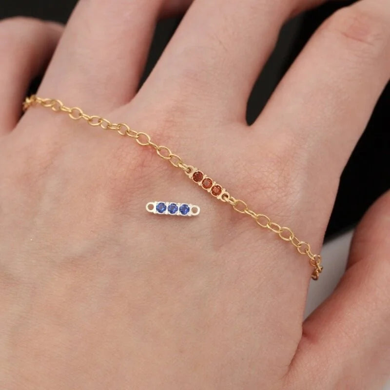 Three-Stone Birthstone Connectors | Gold Filled & S925 Silver