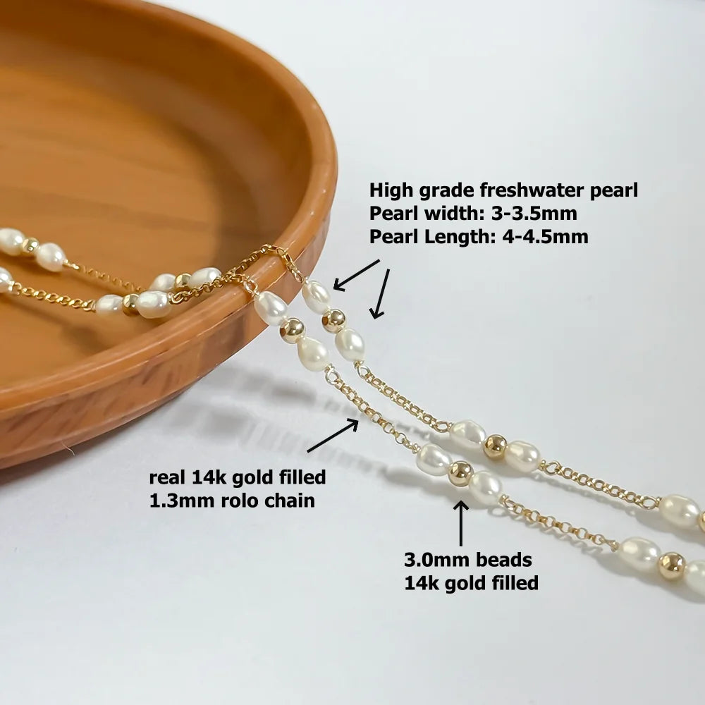 Freshwater Pearl & Bead Rolo Chain | Gold Filled & S925 Silver