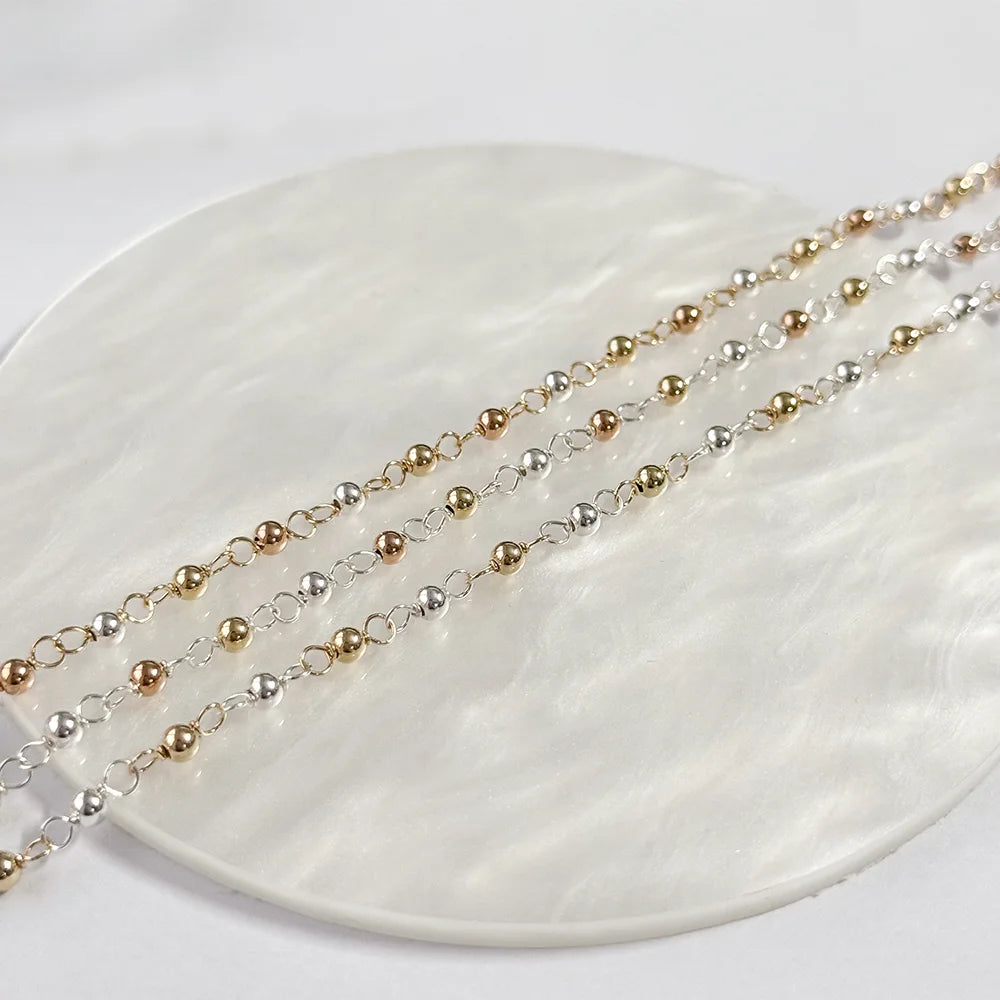 3mm Bead Wire Chain| Gold Filled & S925 Silver & Rose Gold