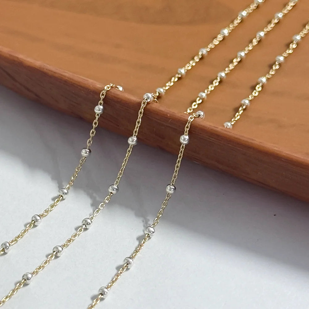Permanent Jewelry Two Tone Chain Vintage Gold Filled Chain with Sterling Silver Beads No Tarnish DIY Making Bracelet Necklace