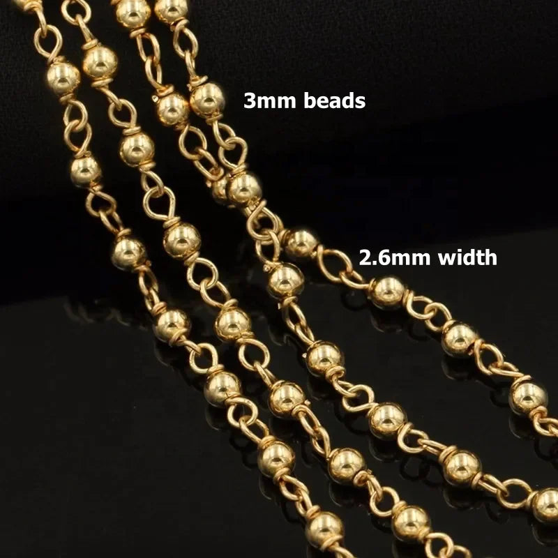14K Gold Filled Beaded Wire Chain by the Meter