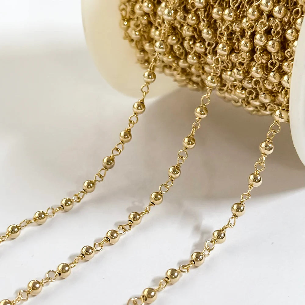 14K Gold Filled Beaded Wire Chain by the Meter