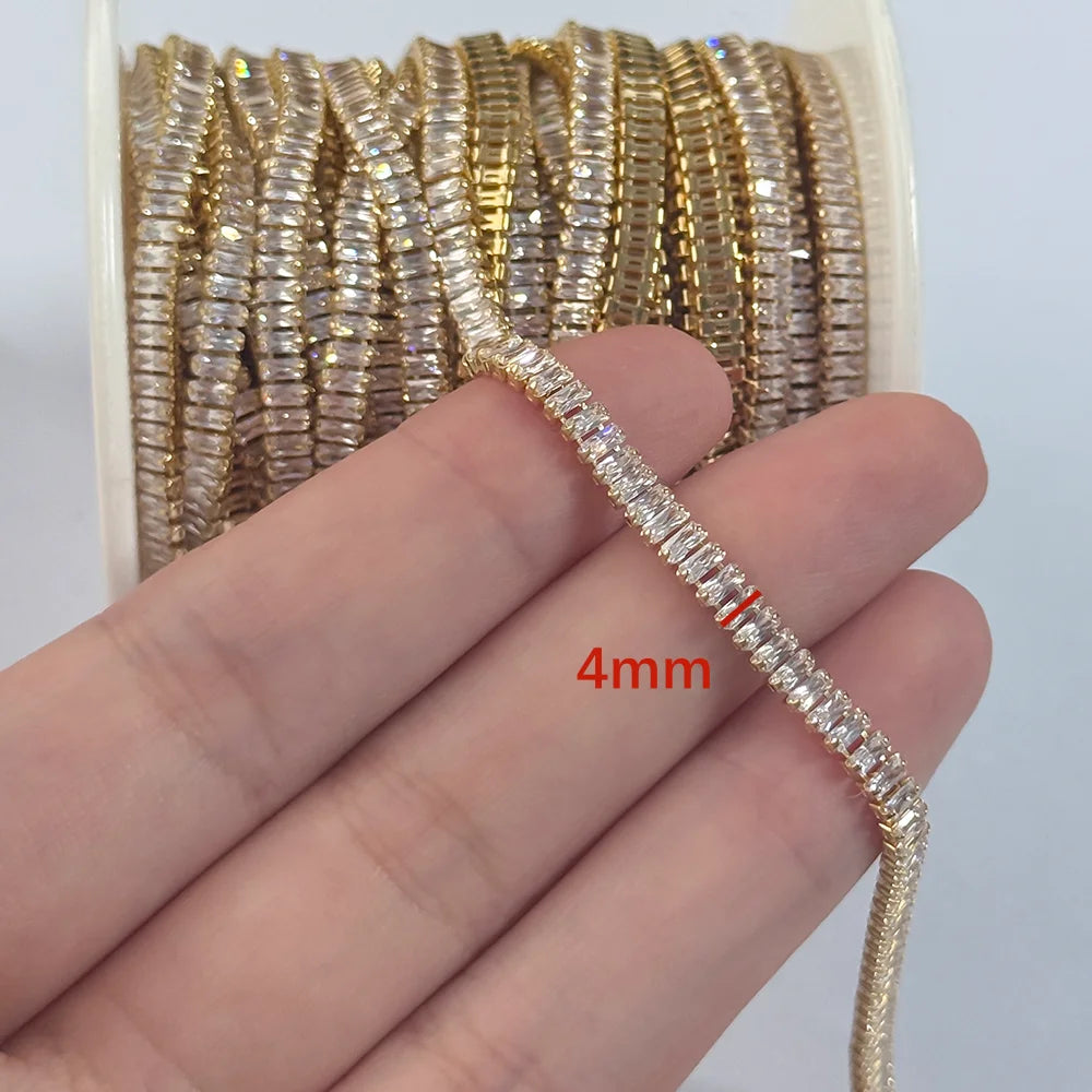 Rectangle Zircon Tennis Chain | 14K Gold Filled & S925 Silver