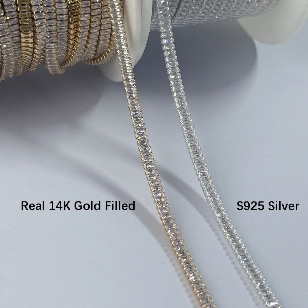 Rectangle Zircon Tennis Chain | 14K Gold Filled & S925 Silver
