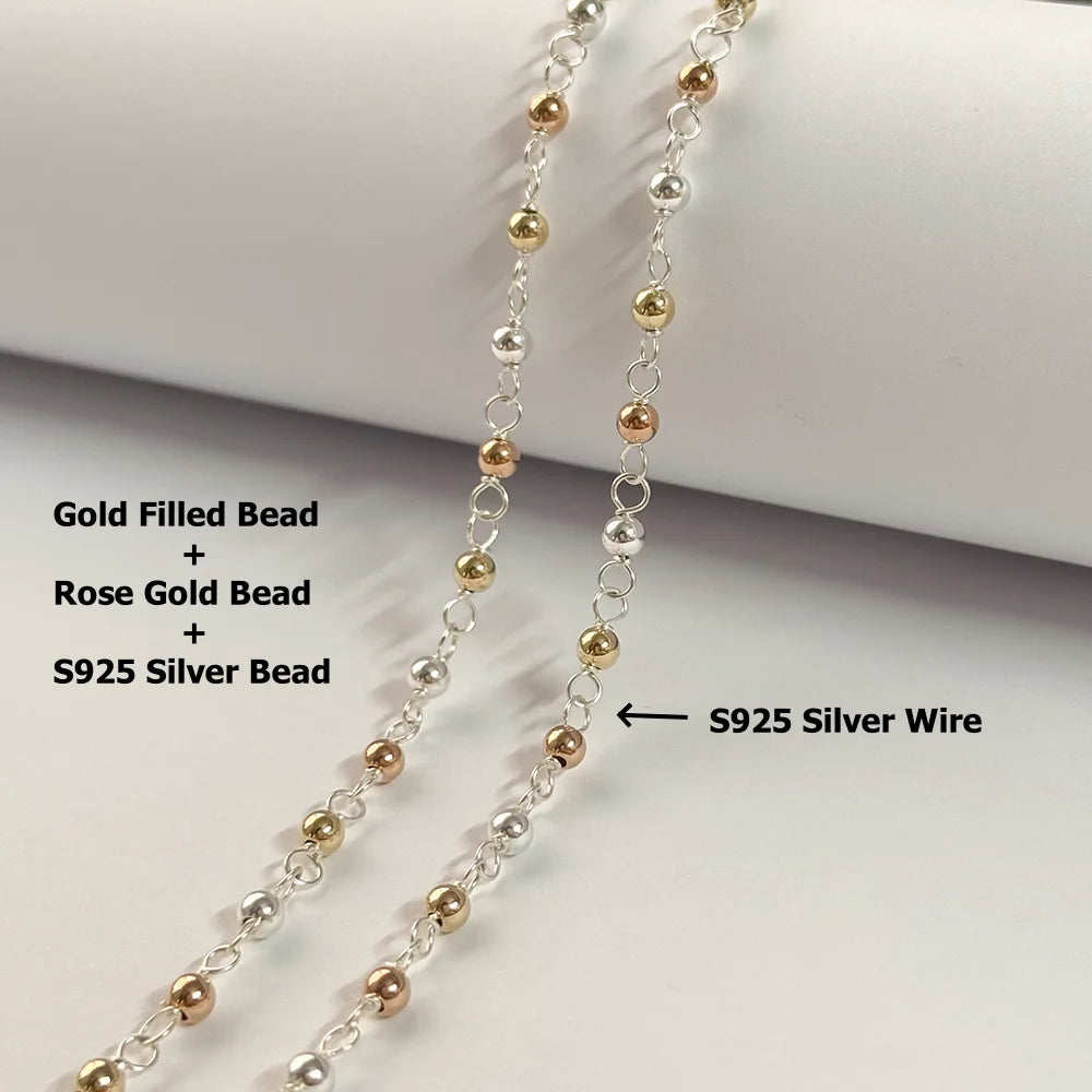 3mm Bead Wire Chain| Gold Filled & S925 Silver & Rose Gold
