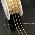 Permanent Jewelry Two Tone Chain Vintage Gold Filled Chain with Sterling Silver Beads No Tarnish DIY Making Bracelet Necklace