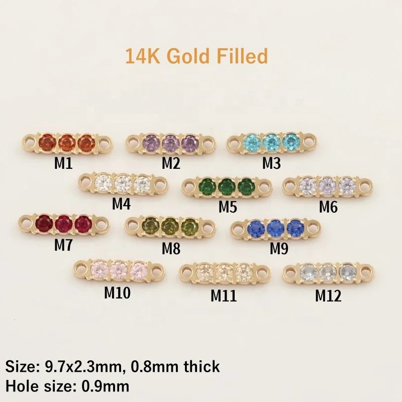 Three-Stone Birthstone Connectors | Gold Filled & S925 Silver