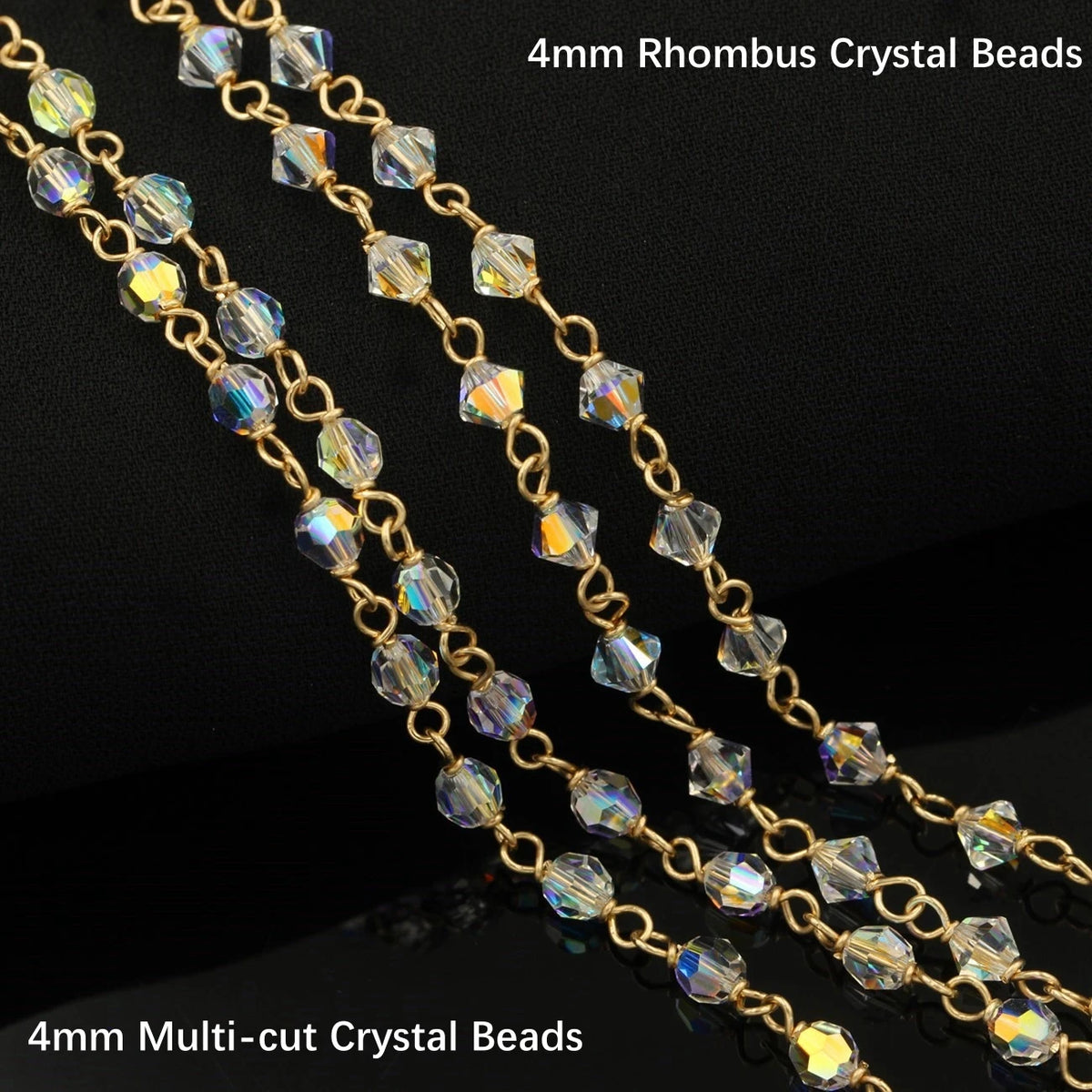 Crystal & Bead Chain by the Meter | 14K Gold Filled & S925 Silver