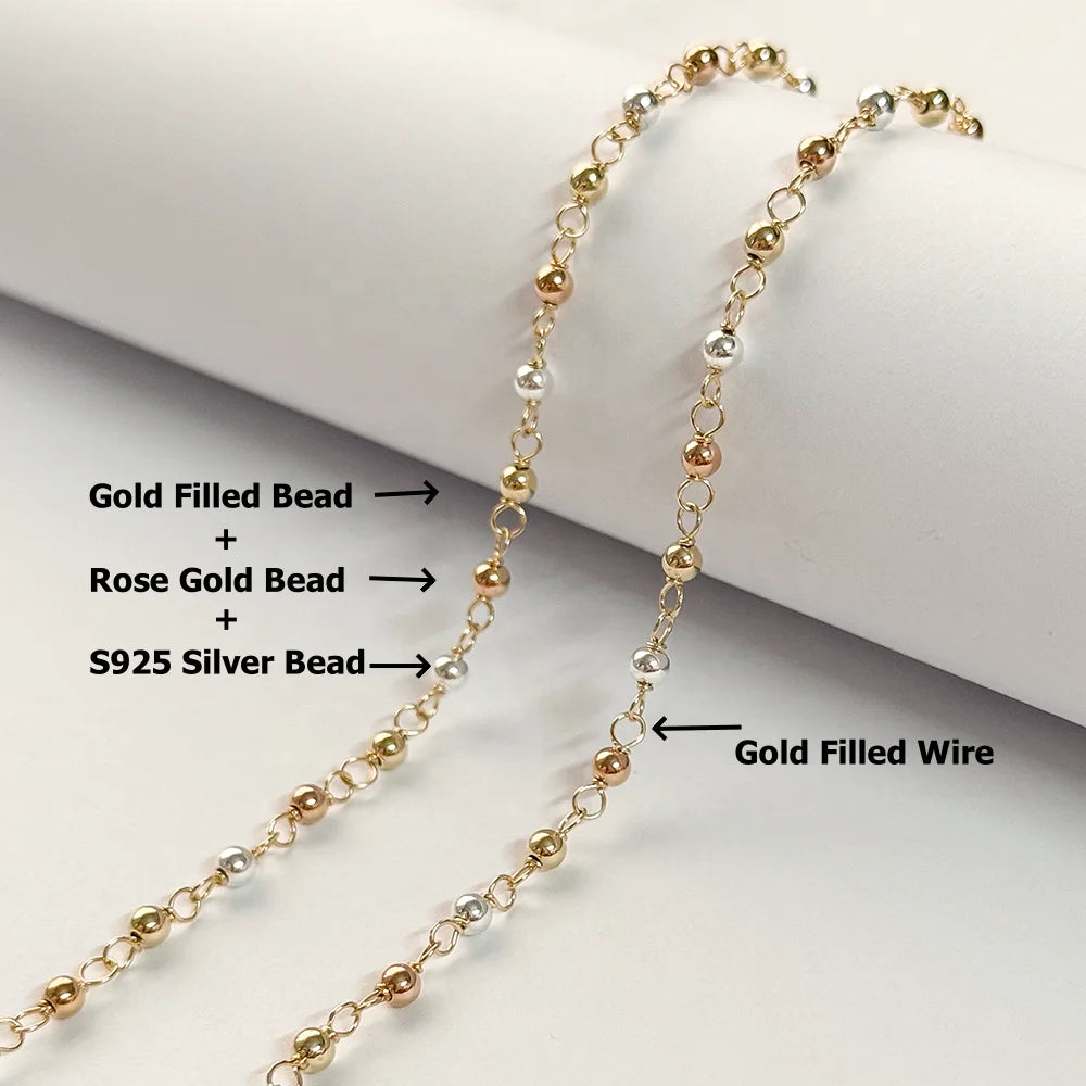 3mm Bead Wire Chain| Gold Filled & S925 Silver & Rose Gold