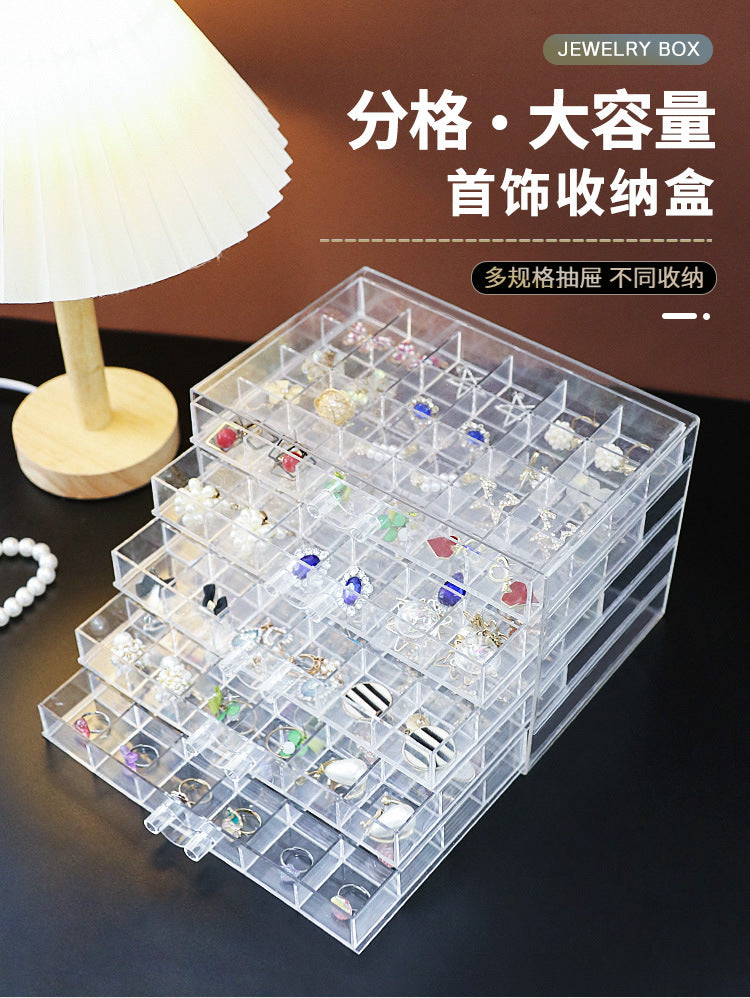 Cross-border Explosions Desktop Drawer Type Jewelry Storage Box Transparent Split Multi-layer Diamond Box Earring Needle Necklace Bracelet Box