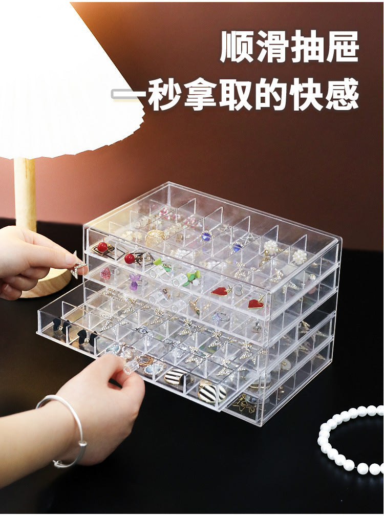 Cross-border Explosions Desktop Drawer Type Jewelry Storage Box Transparent Split Multi-layer Diamond Box Earring Needle Necklace Bracelet Box