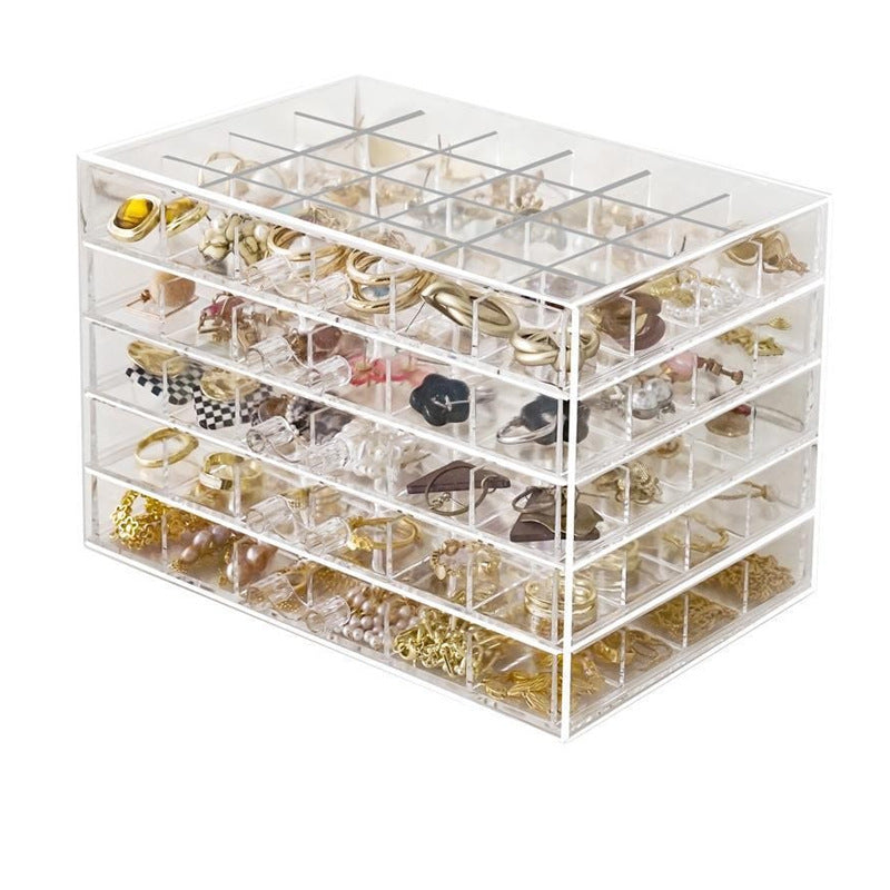 Cross-border Explosions Desktop Drawer Type Jewelry Storage Box Transparent Split Multi-layer Diamond Box Earring Needle Necklace Bracelet Box