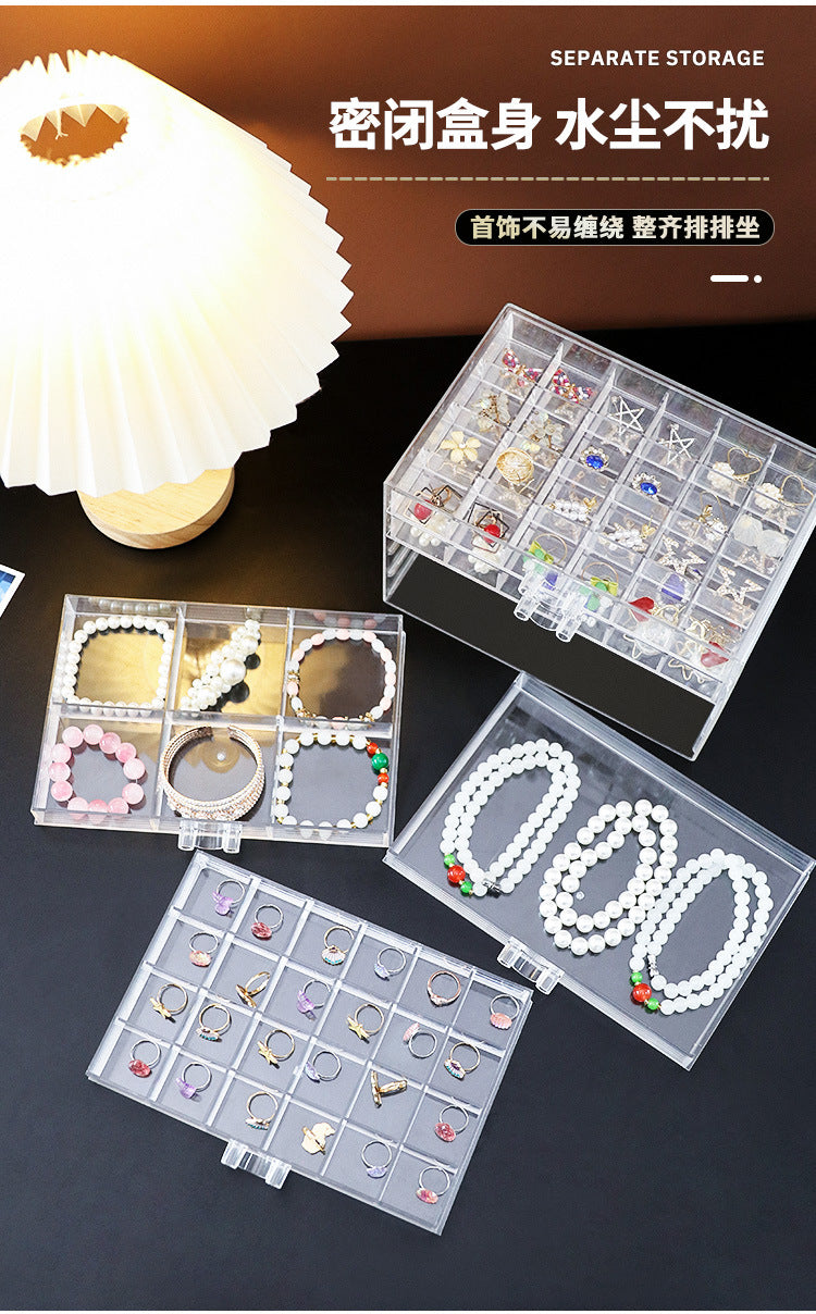 Cross-border Explosions Desktop Drawer Type Jewelry Storage Box Transparent Split Multi-layer Diamond Box Earring Needle Necklace Bracelet Box